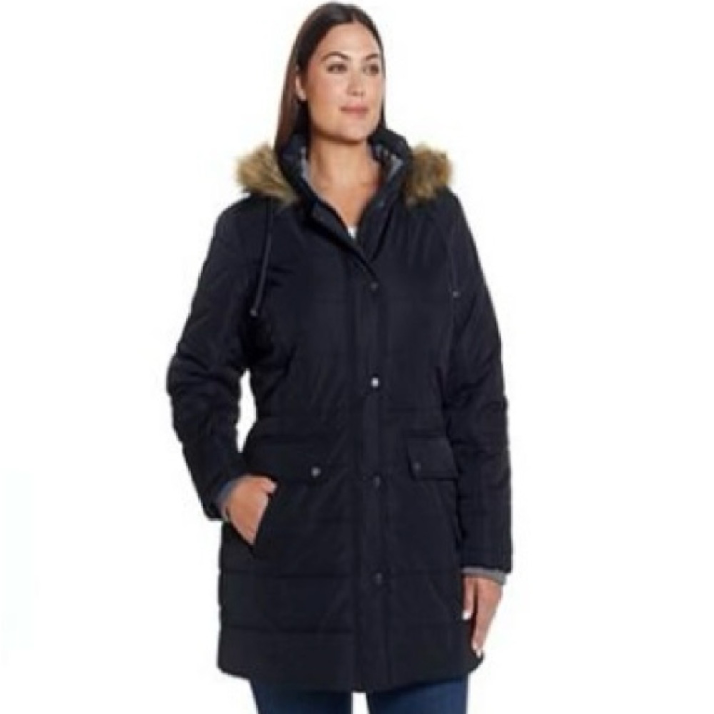 (#8)Faux-Fur Trim Hooded Parka Coat